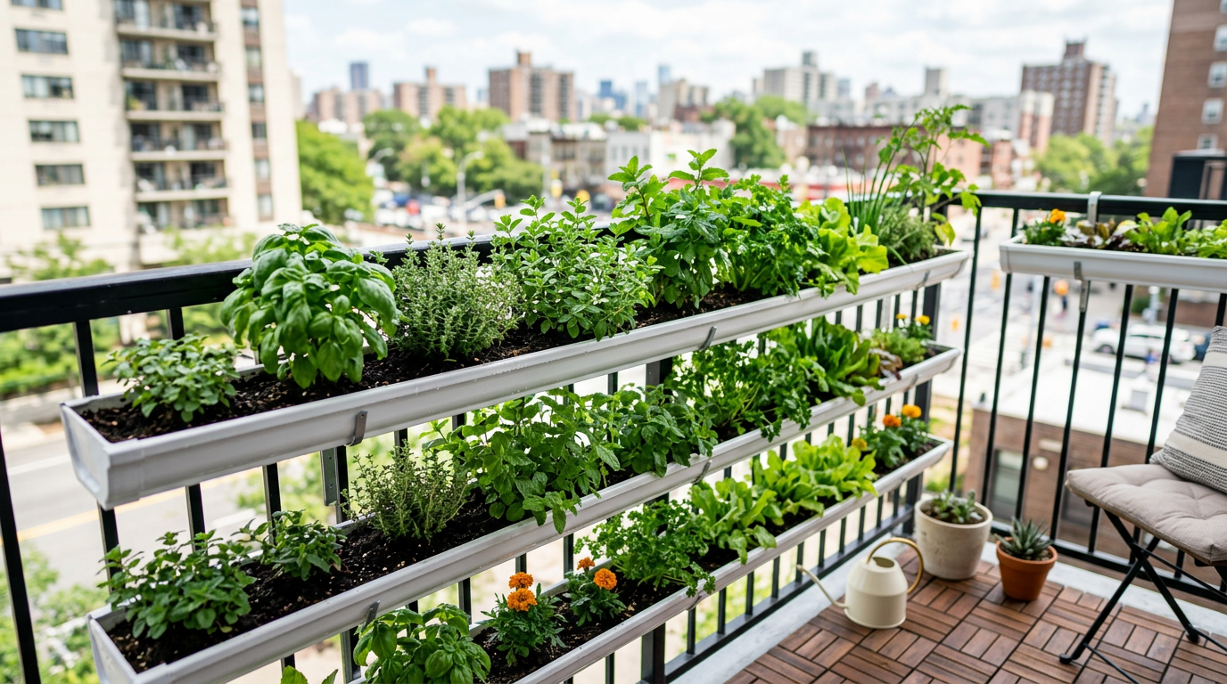 How to build a rain gutter garden for small balconies