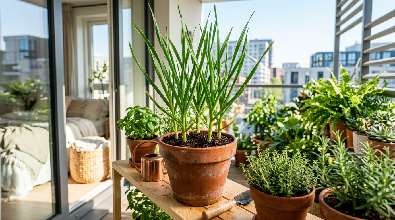 How to grow garlic in containers (balcony + indoor)