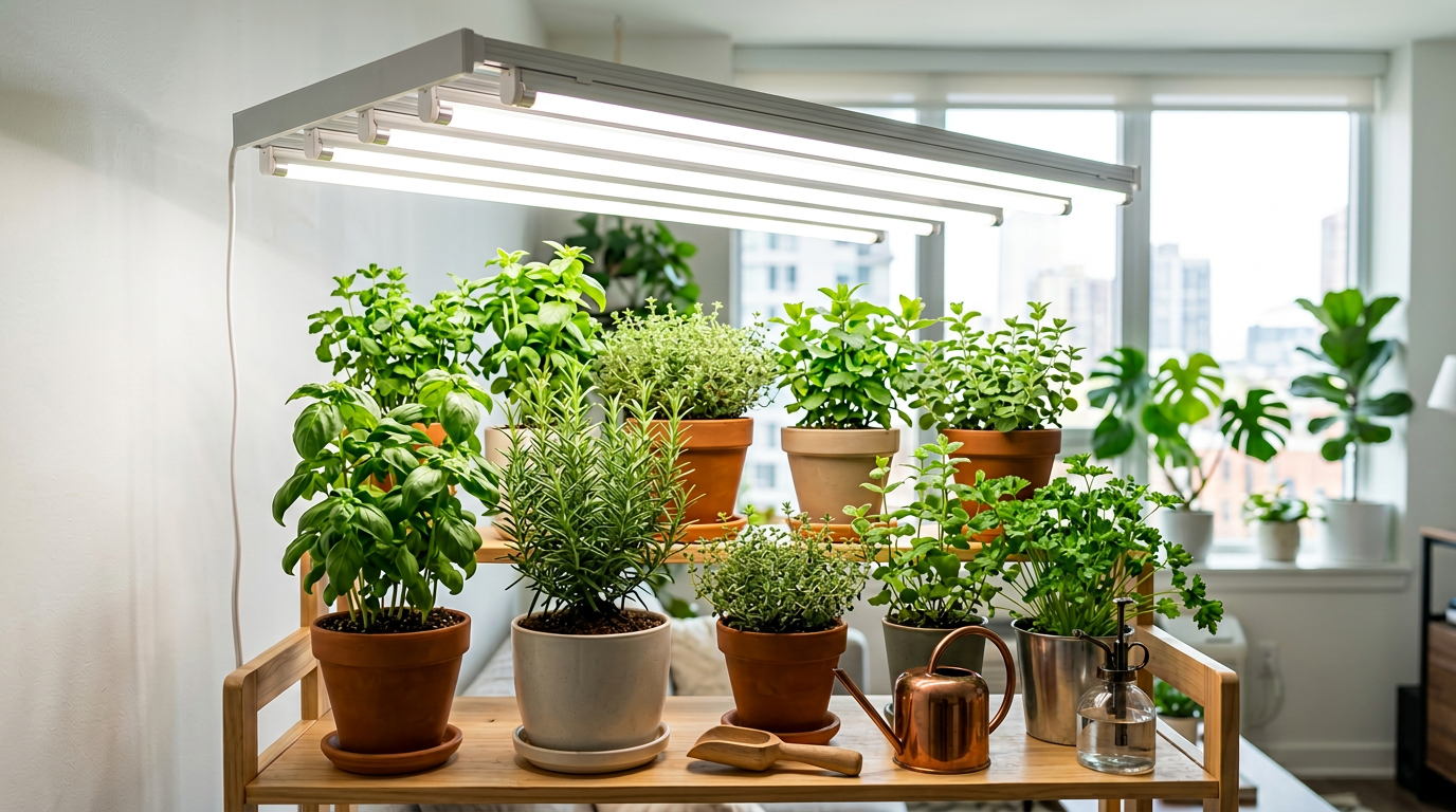 How to grow herbs under fluorescent lights