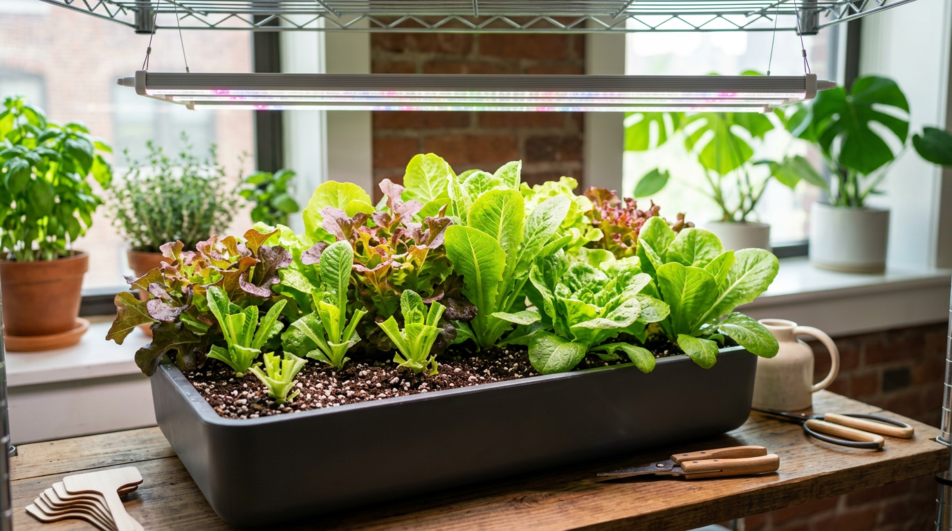 How to grow lettuce indoors under lights – cut and come again method