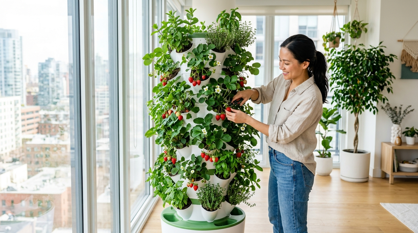 How to grow strawberries in a vertical tower garden