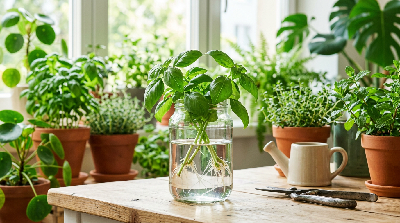 How to propagate basil from cuttings in water (step by step)