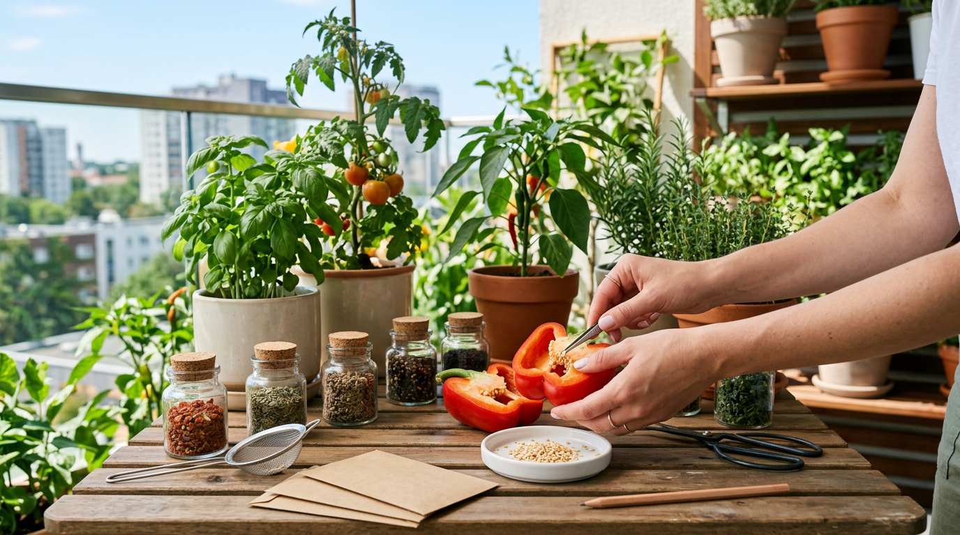 How to save seeds from container vegetables for next season